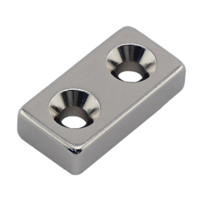 NB002556NCTSX2 Neodymium Countersunk Block Magnet - Front View