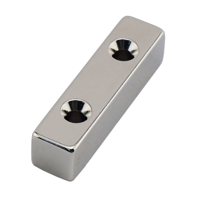 NB005055NCTSX2 Neodymium Countersunk Block Magnet - Front View