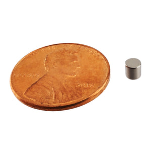 ND001222N Neodymium Disc Magnet - Compared to Penny for Size Reference