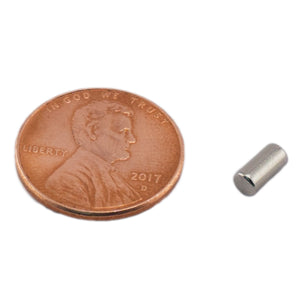ND001224N Neodymium Disc Magnet - Compared to Penny for Size Reference