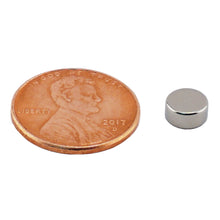 Load image into Gallery viewer, ND002502N Neodymium Disc Magnet - Compared to Penny for Size Reference