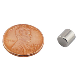 ND002543N Neodymium Disc Magnet - Compared to Penny for Size Reference