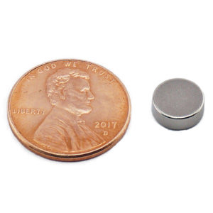 ND003106N Neodymium Disc Magnet - Compared to Penny for Size Reference