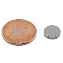Load image into Gallery viewer, ND003602N Neodymium Disc Magnet - Compared to Penny for Size Reference