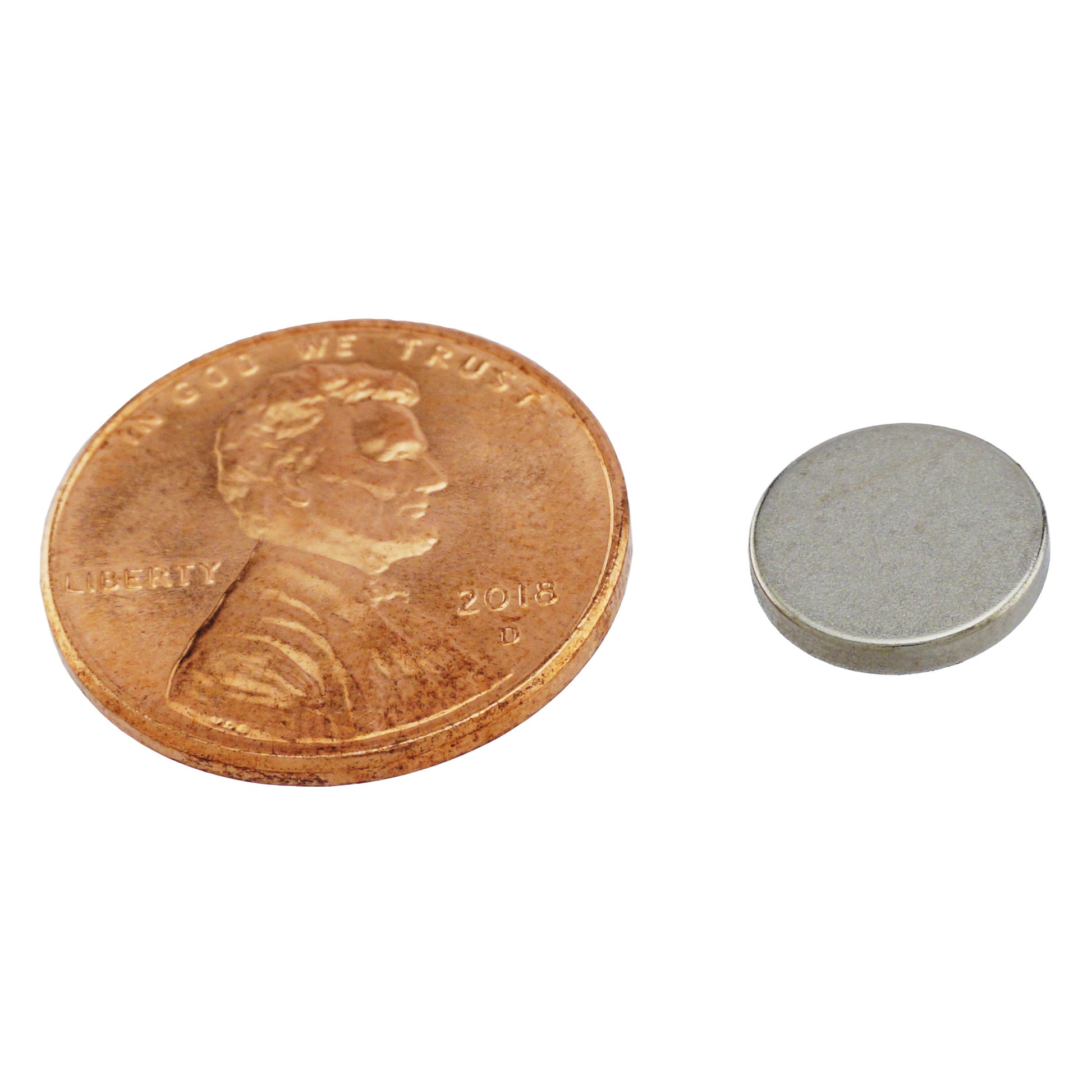 Load image into Gallery viewer, ND003735N Neodymium Disc Magnet - Compared to Penny for Size Reference