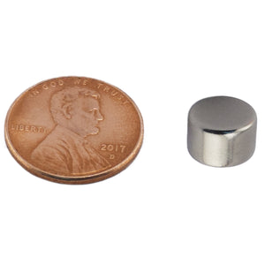 ND003750N Neodymium Disc Magnet - Compared to Penny for Size Reference