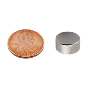 ND005044N Neodymium Disc Magnet - Compared to Penny for Size Reference