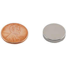 Load image into Gallery viewer, ND006205N Neodymium Disc Magnet - Compared to Penny for Size Reference