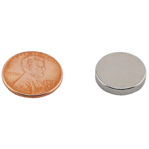 ND006205N Neodymium Disc Magnet - Compared to Penny for Size Reference