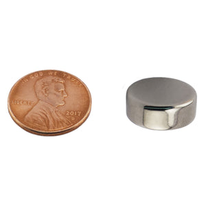ND006216N Neodymium Disc Magnet - Compared to Penny for Size Reference