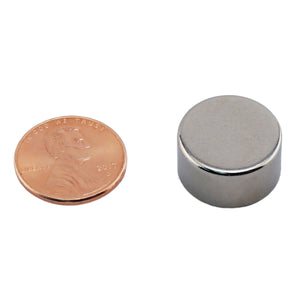 ND006801N Neodymium Disc Magnet - Compared to Penny for Size Reference