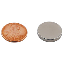 Load image into Gallery viewer, ND007000N Neodymium Disc Magnet - Compared to Penny for Size Reference