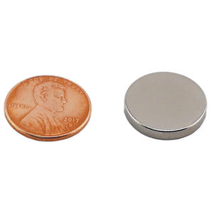 ND007000N Neodymium Disc Magnet - Compared to Penny for Size Reference