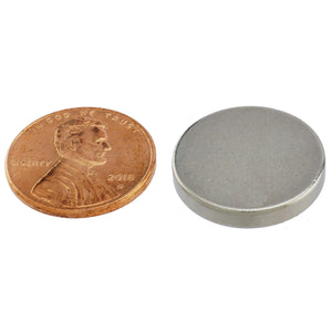 ND007509N Neodymium Disc Magnet - Compared to Penny for Size Reference