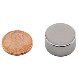 ND007526N Neodymium Disc Magnet - Compared to Penny for Size Reference