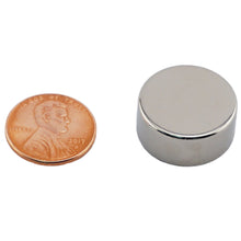 Load image into Gallery viewer, ND008101N Neodymium Disc Magnet - Compared to Penny for Size Reference