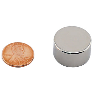 ND008710N Neodymium Disc Magnet - Compared to Penny for Size Reference