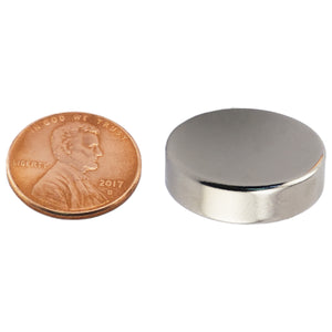 ND008714N Neodymium Disc Magnet - Compared to Penny for Size Reference