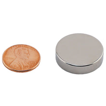 Load image into Gallery viewer, ND009300N Neodymium Disc Magnet - Compared to Penny for Size Reference