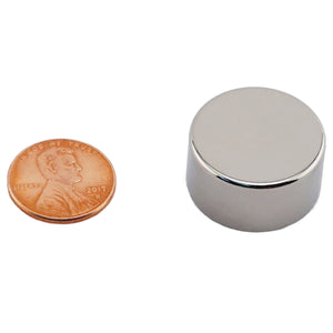 ND009302N Neodymium Disc Magnet - Compared to Penny for Size Reference