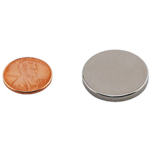 Load image into Gallery viewer, ND010003N Neodymium Disc Magnet - Compared to Penny for Size Reference