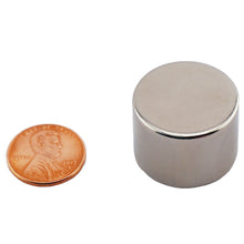 Load image into Gallery viewer, ND010017N Neodymium Disc Magnet - Compared to Penny for Size Reference