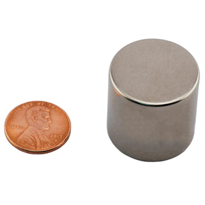 ND010018N Neodymium Disc Magnet - Compared to Penny for Size Reference