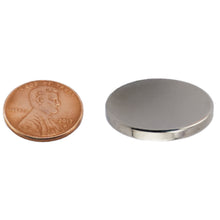 Load image into Gallery viewer, ND010019N Neodymium Disc Magnet - Compared to Penny for Size Reference