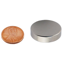 Load image into Gallery viewer, ND010020N Neodymium Disc Magnet - Compared to Penny for Size Reference