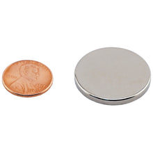 Load image into Gallery viewer, ND011200N Neodymium Disc Magnet - Compared to Penny for Size Reference