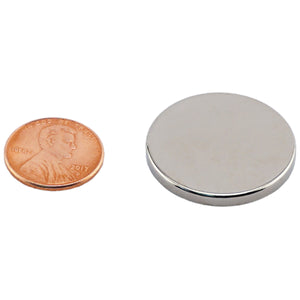 ND011200N Neodymium Disc Magnet - Compared to Penny for Size Reference