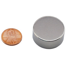 Load image into Gallery viewer, ND011204N Neodymium Disc Magnet - Compared to Penny for Size Reference
