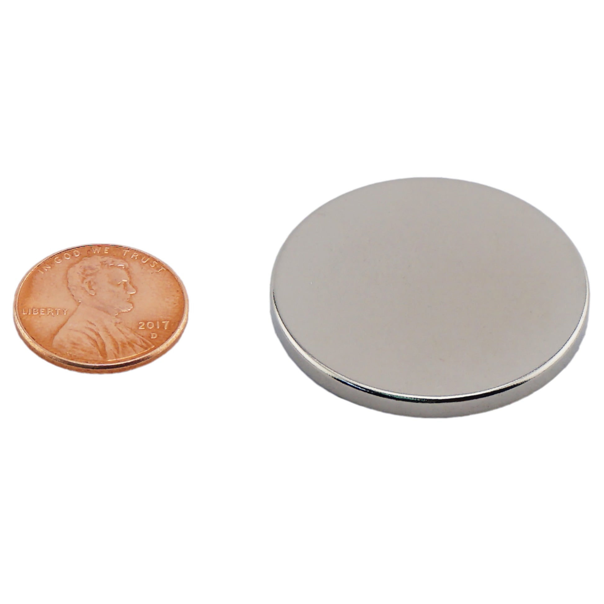 Load image into Gallery viewer, ND012505N Neodymium Disc Magnet - Compared to Penny for Size Reference