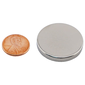 ND012506N Neodymium Disc Magnet - Compared to Penny for Size Reference