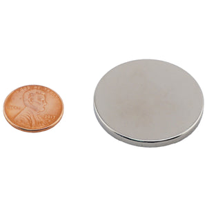 ND013700N Neodymium Disc Magnet - Compared to Penny for Size Reference