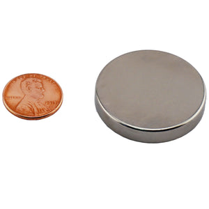 ND013702N Neodymium Disc Magnet - Compared to Penny for Size Reference