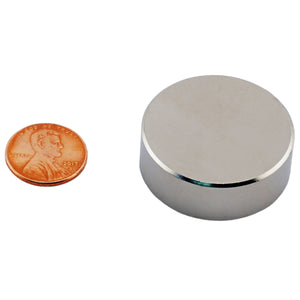 ND013704N Neodymium Disc Magnet - Compared to Penny for Size Reference
