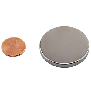 ND015006N Neodymium Disc Magnet - Compared to Penny for Size Reference