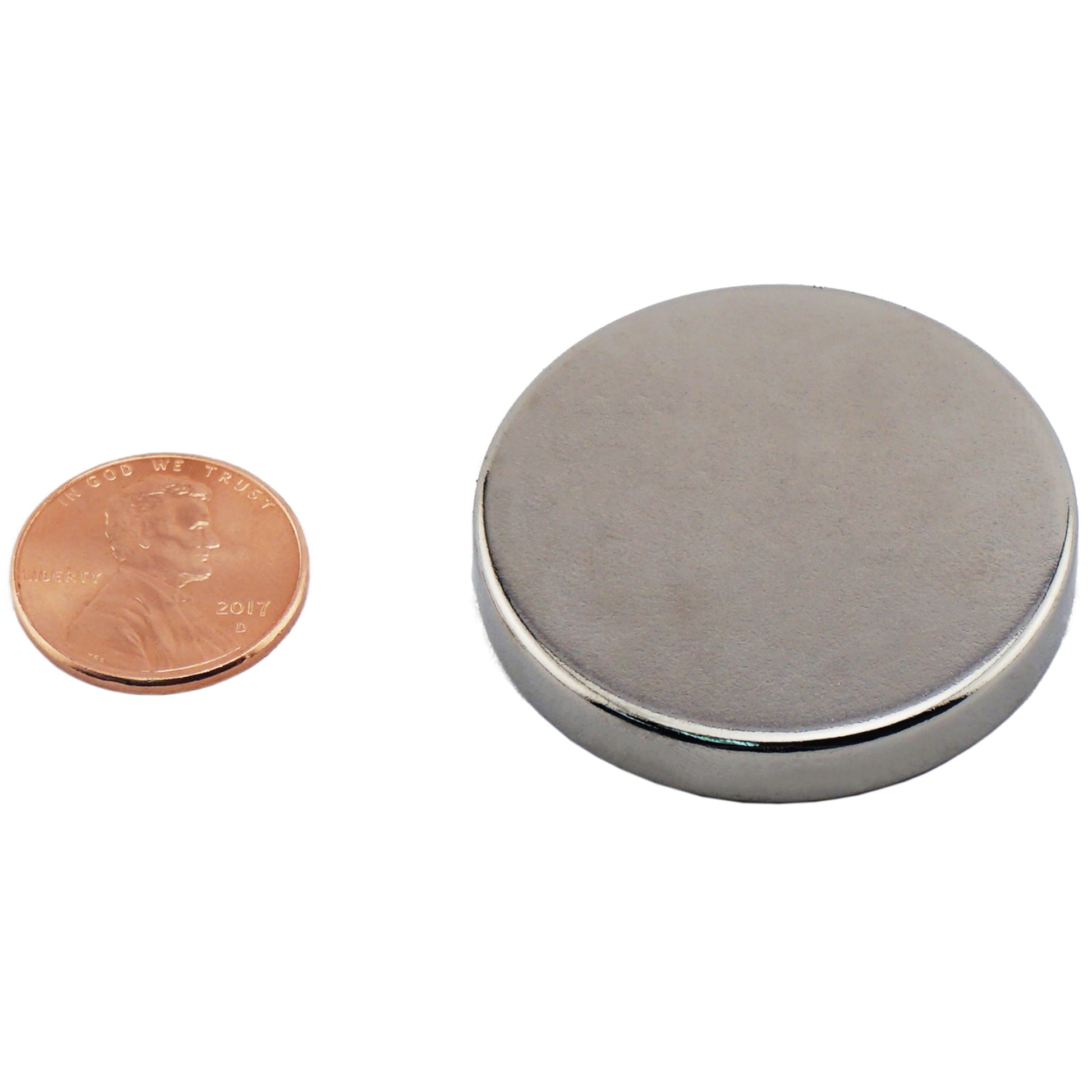 Load image into Gallery viewer, ND015007N Neodymium Disc Magnet - Compared to Penny for Size Reference