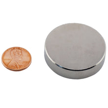 Load image into Gallery viewer, ND015008N Neodymium Disc Magnet - Compared to Penny for Size Reference