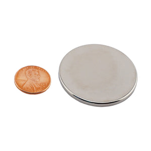 ND016200N Neodymium Disc Magnet - Compared to Penny for Size Reference