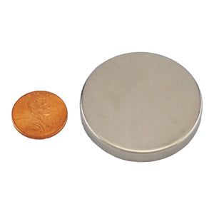 ND016202N Neodymium Disc Magnet - Compared to Penny for Size Reference