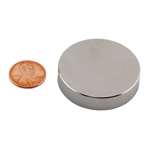 ND016203N Neodymium Disc Magnet - Compared to Penny for Size Reference