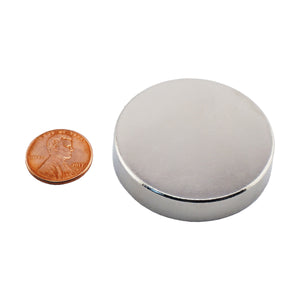 ND017503N Neodymium Disc Magnet - Compared to Penny for Size Reference