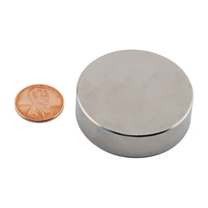 ND017504N Neodymium Disc Magnet - Compared to Penny for Size Reference