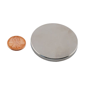 ND018701N Neodymium Disc Magnet - Compared to Penny for Size Reference