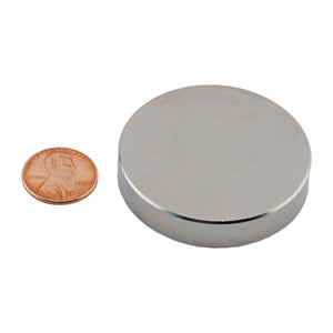 ND018703N Neodymium Disc Magnet - Compared to Penny for Size Reference