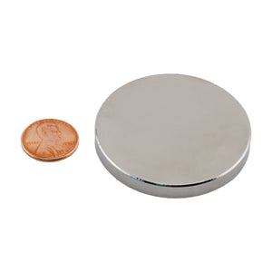 ND020007N Neodymium Disc Magnet - Compared to Penny for Size Reference
