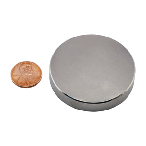 ND020008N Neodymium Disc Magnet - Compared to Penny for Size Reference