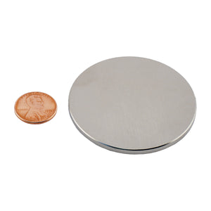 ND022500N Neodymium Disc Magnet - Compared to Penny for Size Reference